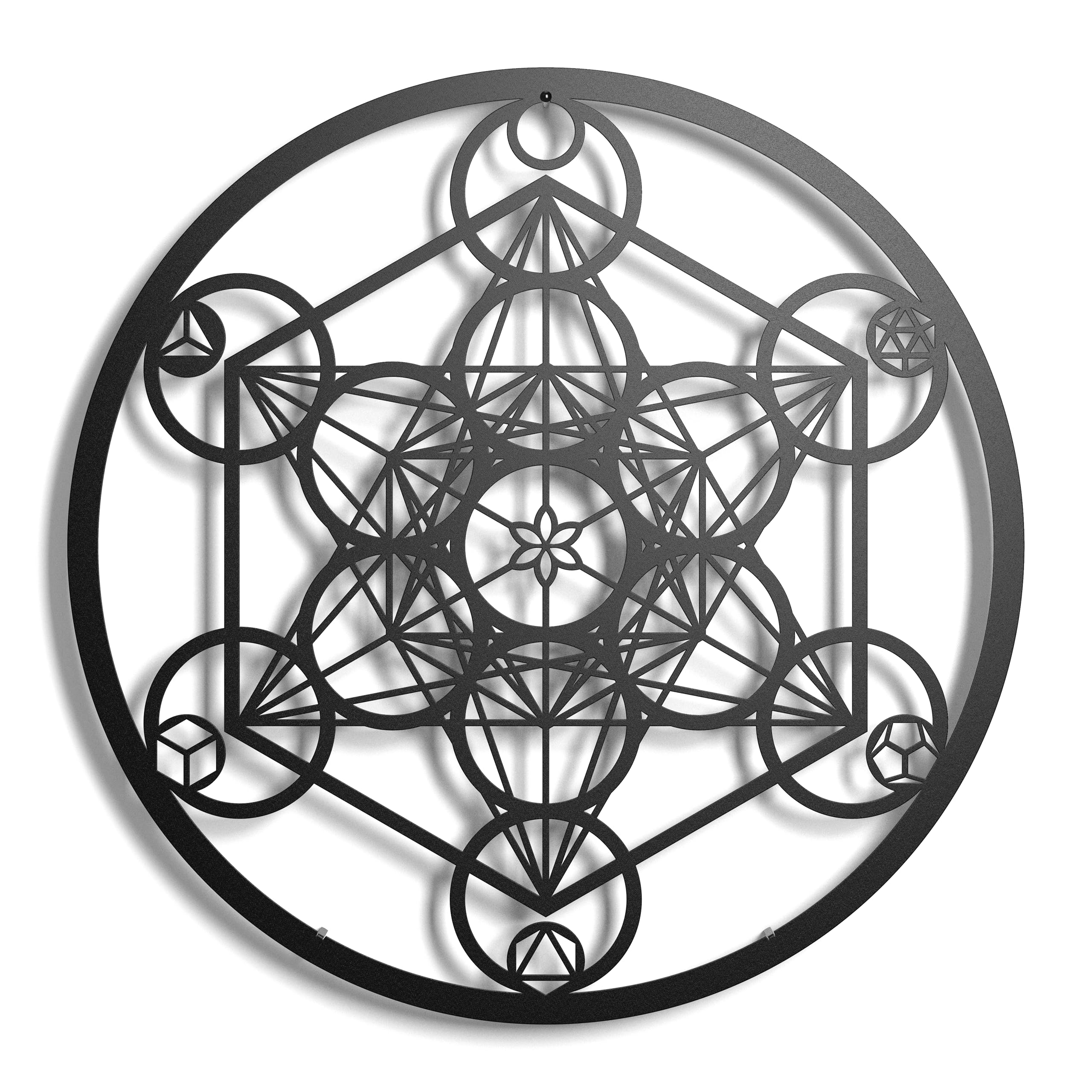keluly Metal Sculpture Wall Sculpture Floating Steel Shadows (43x31cm., Cube Metatron) - WALL ART - Dining Room, Bedroom, Kitchen