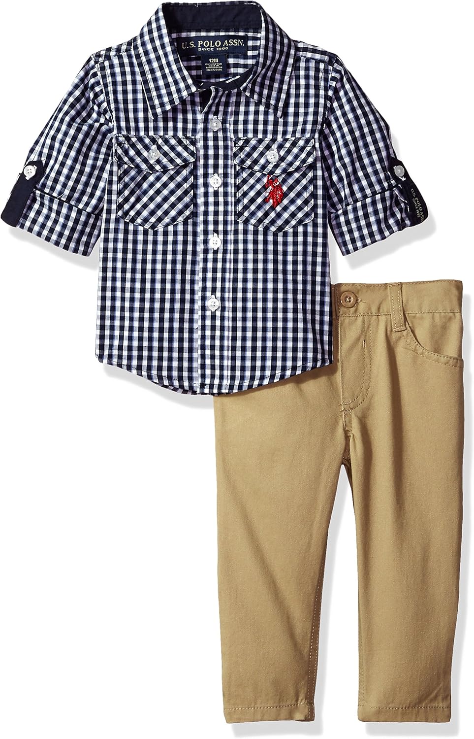 U.S. Polo Assn. Baby Boys' Sport Shirt and Pant Set, Multi