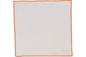 Hell Blues Mens Linen Pocket Square with Colored Embroidered Edge ~ Suit Accessories Wedding, Formal event (Off white)