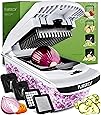 Fullstar Vegetable Chopper - Spiralizer Vegetable Slicer - Onion Chopper with Container - Pro Food Chopper - Black Slicer Dicer Cutter - 4 Blades
