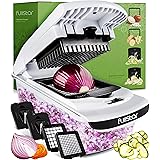 Fullstar Vegetable Chopper - Spiralizer Vegetable Slicer - Onion Chopper with Container - Pro Food Chopper - Black Slicer Dic