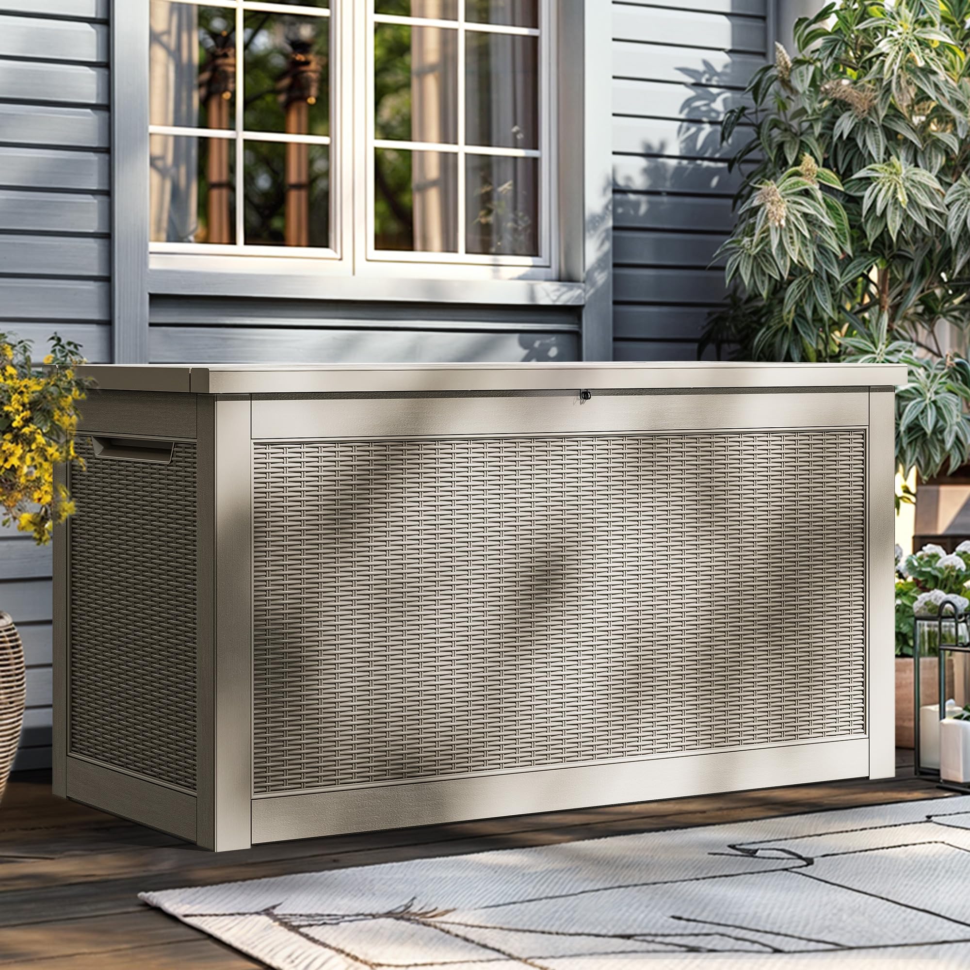 YITAHOME 260 Gallon Outdoor Storage Box, Large Water Resistant Resin ...