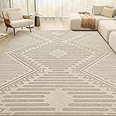 Boho Beige 5x7 Area Rugs Textured Tufted Rugs for Living Room Bedroom Nursery Rug-Carpet Washable Brown Neutral Modern Aztec Rug