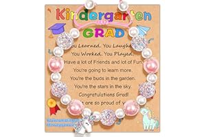 Parma77 2025 Kindergarten/Preschool/5th Grade Graduation Gifts, Adjustable Unicorn Bracelet with Pearl & Rhinestone Ball, Graduation Gifts for Kindergarten Students Daughter Granddaughter Niece