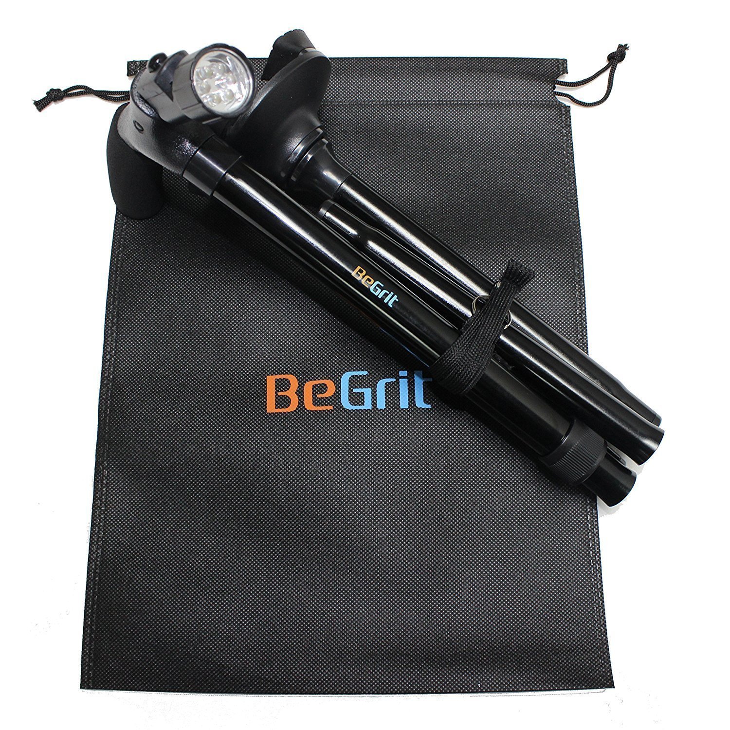 BeGrit Folding Cane Walking Stick - Adjustable Height Lightweight Collapsible Walking Cane with LED Light Non Slip for Men and Women