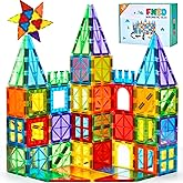 FNJO Magnetic Tiles, 110PCS Magnet Building Set, Magnetic Building Blocks,Construction STEM Learning and Playing Toys for Kids, Montessori Toy for Preschool Boys Girls