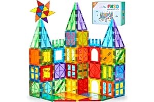 FNJO Magnetic Tiles, 110PCS Magnet Building Set, Magnetic Building Blocks,Construction STEM Learning and Playing Toys for Kids, Montessori Toy for Preschool Boys Girls