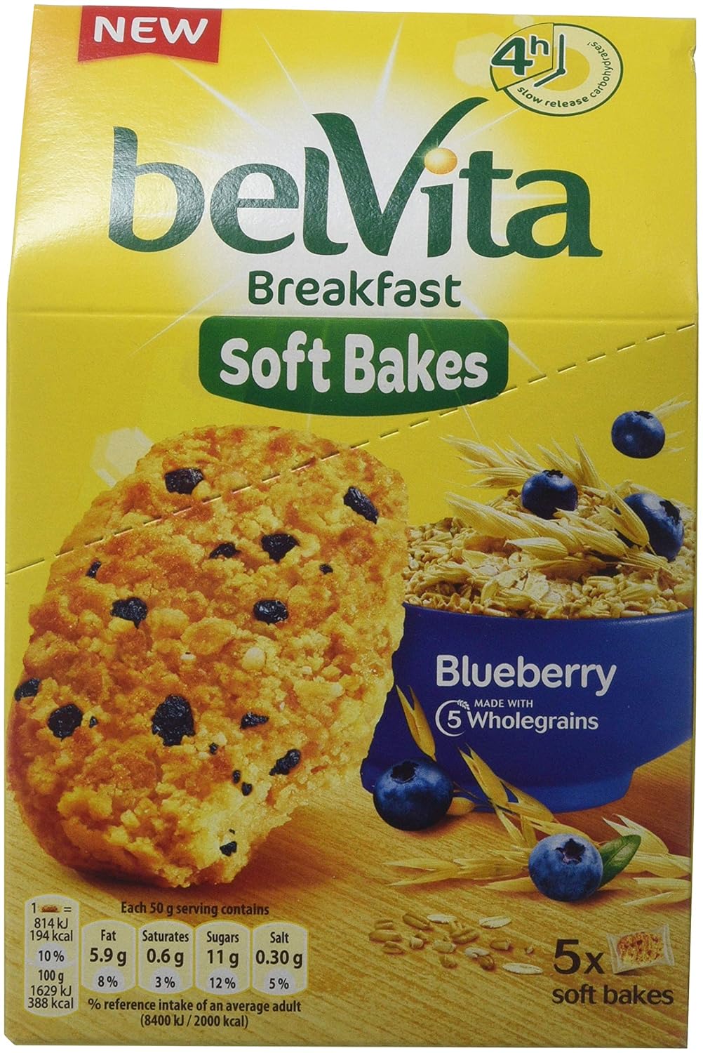BelVita Breakfast Soft Bakes Blueberry Biscuits, 50 g, Pack of 6