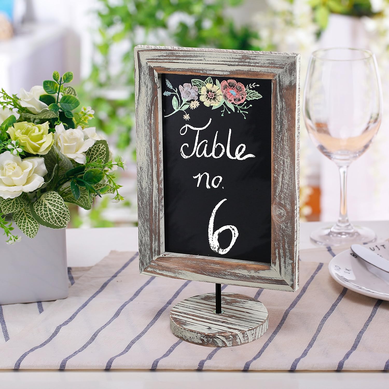 MyGift 12-Inch Rustic Torched Wood Framed Tabletop/Countertop Family Memo & Message Chalkboard, Set of 2: Kitchen & Dining