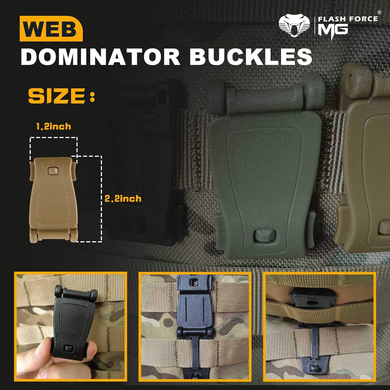 MGFLASHFORCE Kit of 18 Molle Attachments Molle Carabiner Clips and Straps for 1” Webbing, Molle Bags, Tactical Backpack, Tactical Vest, Tactical Belt Molle Accessories (Tan) : Sports & Outdoors