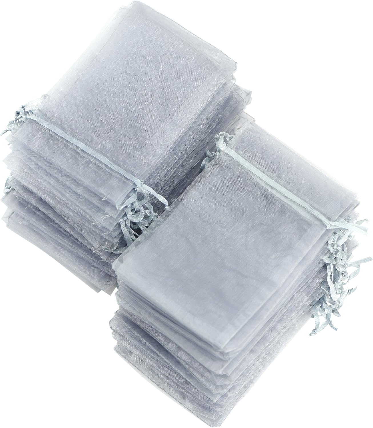 FiveSeasonStuff Grey Organza Bags Wedding Favours Gift Jewellery Birthday Party Baby Shower Arts & Crafts Gift Wrapping Candy DIY Pouches (10cm x 15cm) Medium