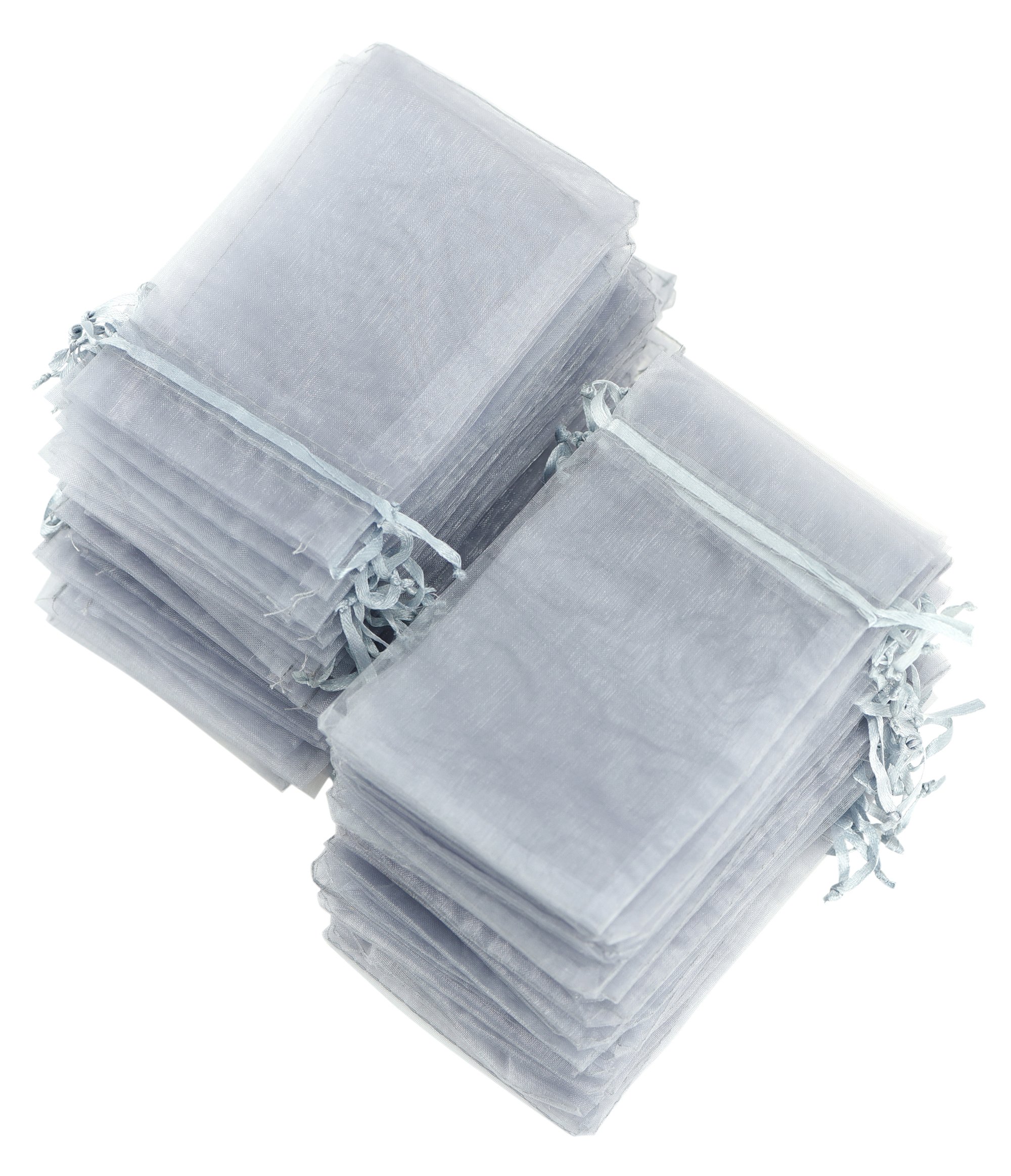 FiveSeasonStuff Grey Organza Bags Wedding Favours Gift Jewellery Birthday Party Baby Shower Arts & Crafts Gift Wrapping Candy DIY Pouches (10cm x 15cm) Medium — Pack of 100