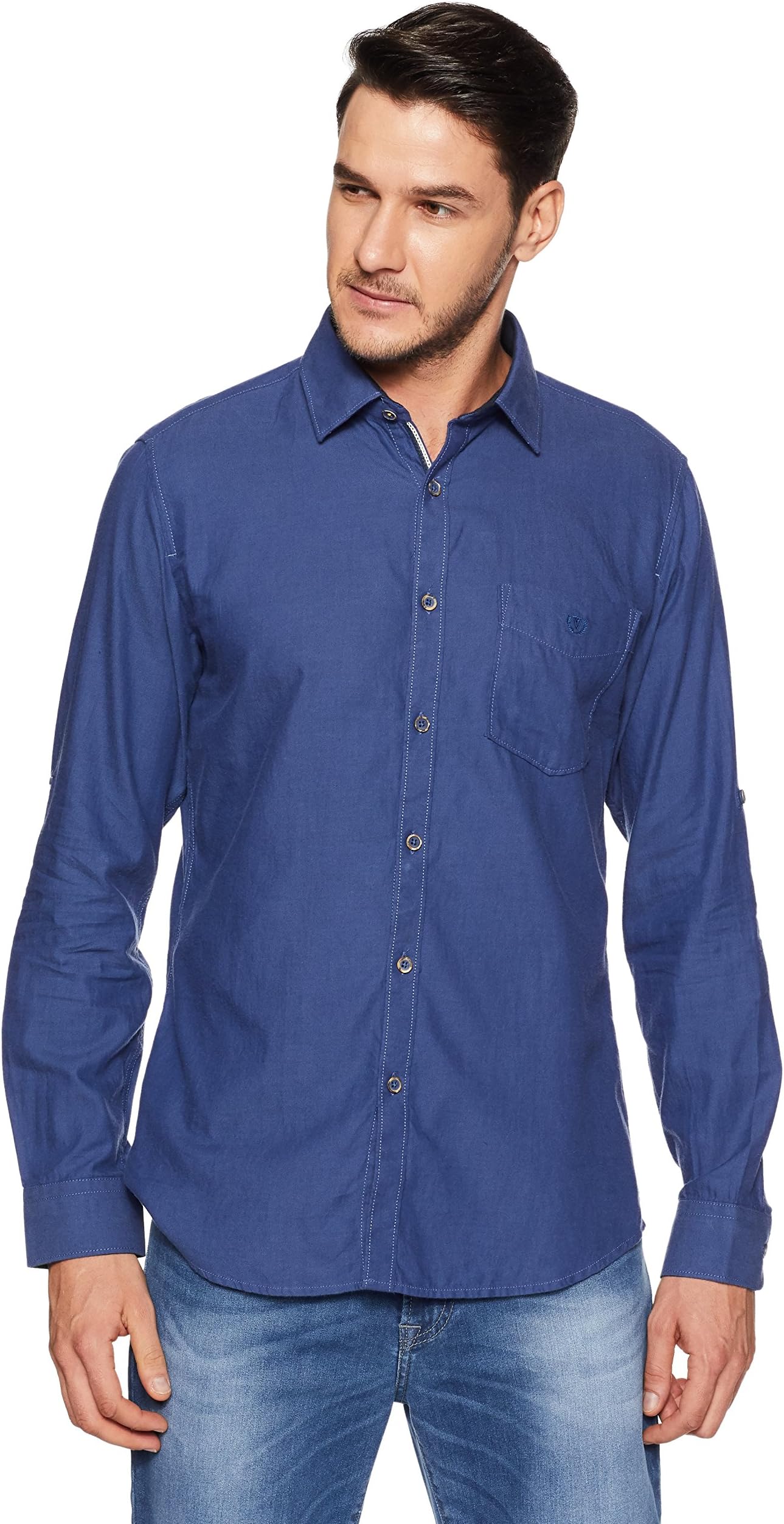 Van Heusen Men's Plain Slim Fit Cotton Casual Shirt
