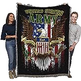 Pure Country Weavers US Army - Strong Blanket Eagle American Flag - Gift Military Tapestry Throw Woven from Cotton - Made in The USA (72x54)