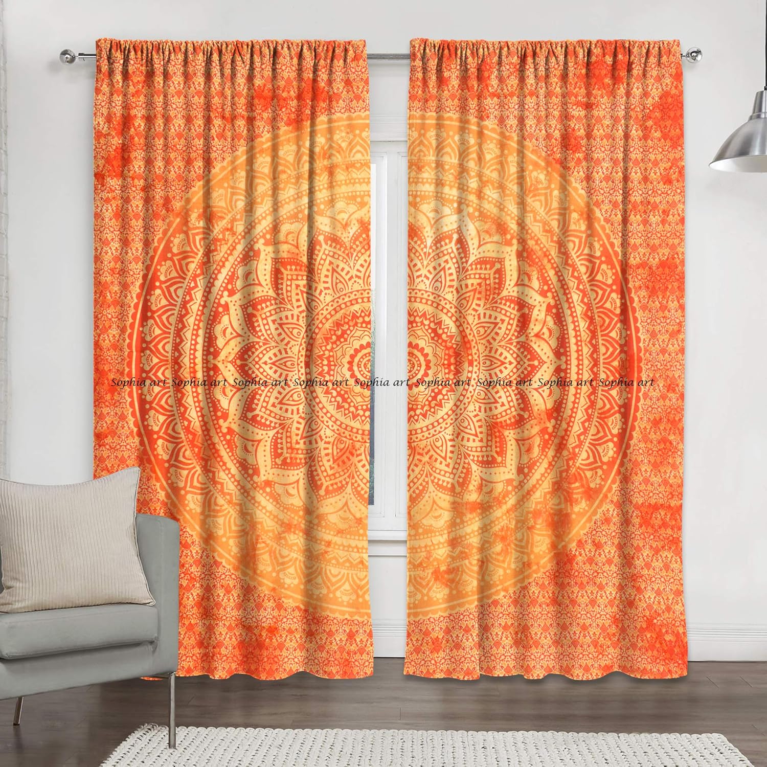 Amazon Com Sophia Art Indian Orange Tye Dye Ombre Mandala Hippie