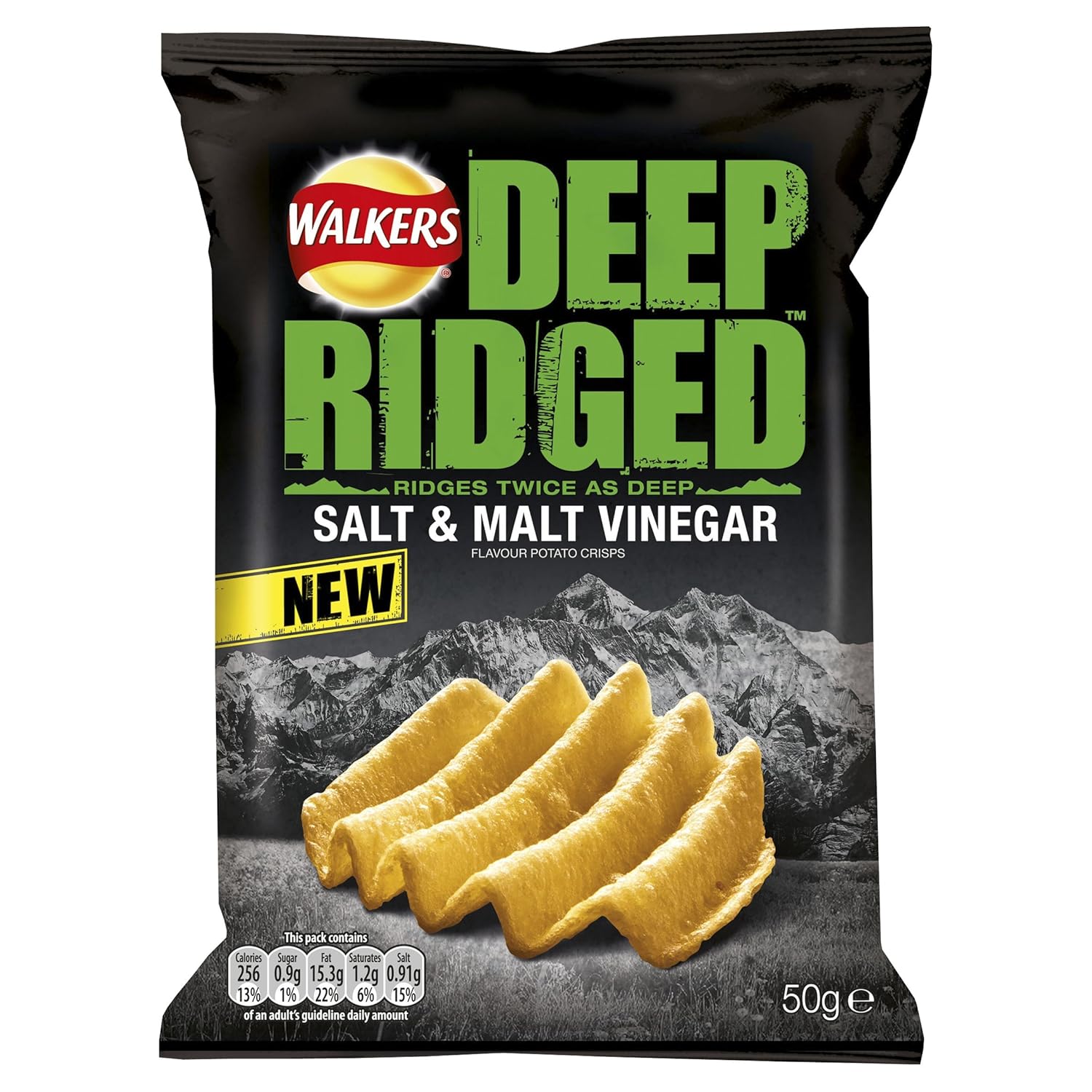 Walkers Deep Ridged Salt and Malt Vinegar 50 g (pack of 24