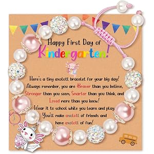 PEALICIOUS First Day of Kindergarten Gift, Cute Axolotl Charm Bracelet | Adjustable Preschool Graduation Gift for Girls, Cute