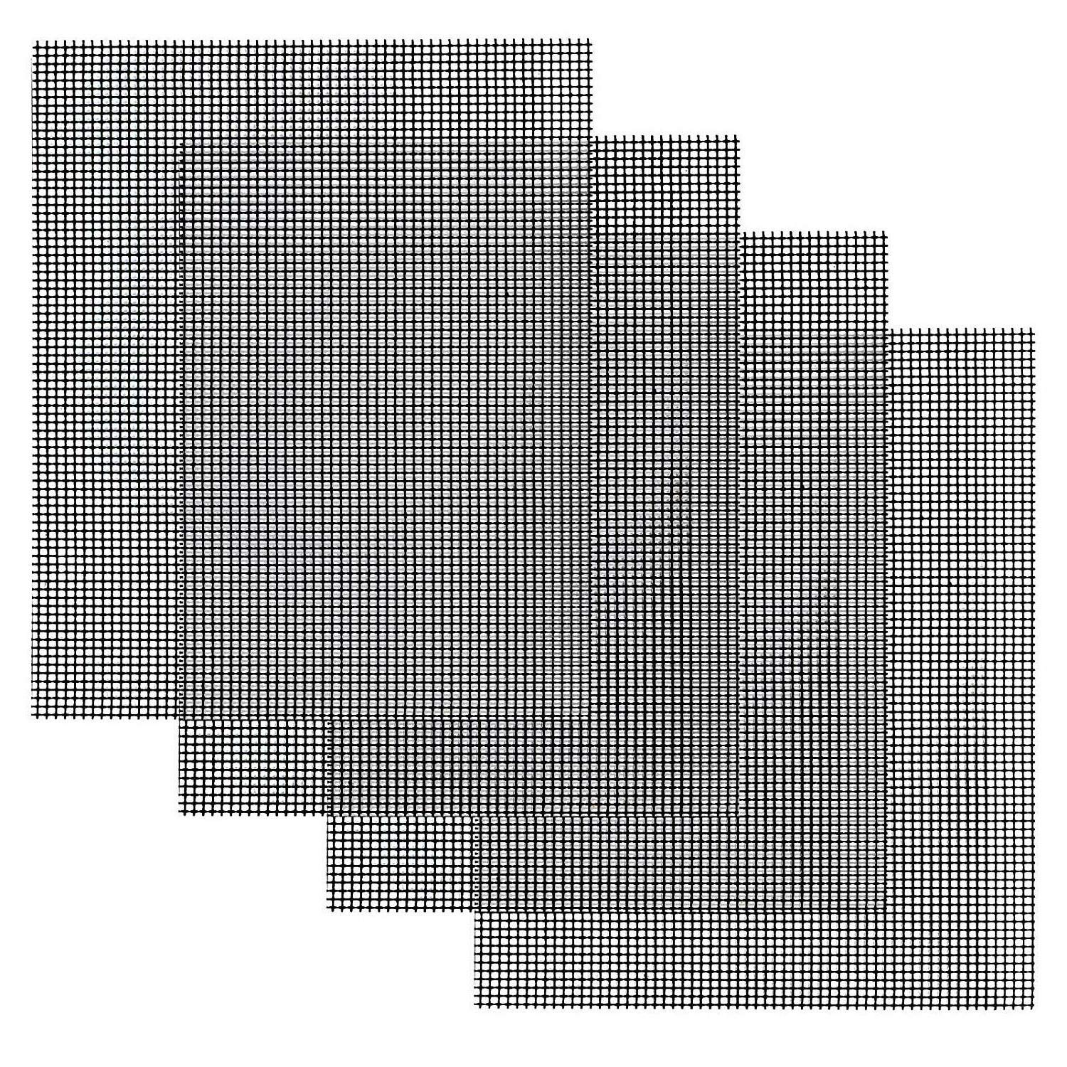 Byou Barbecue Mat, Non-Stick, Reusable and Resistant Mesh Barbecue for Charcoal Gas Electric Grill, Vegetable Grill, Seafood, Eggs, 4 Packs