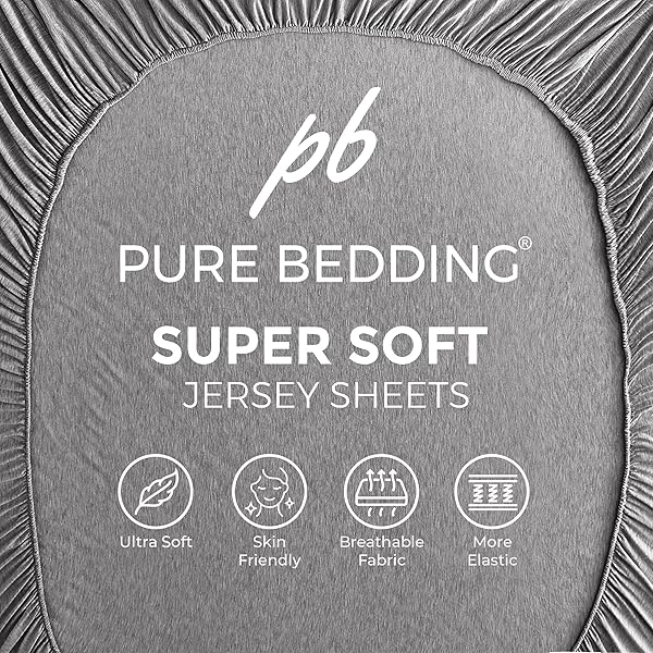 PURE BEDDING BED SHEETS – KING SHEET SET [6-PIECE, HEATHER DARK GREY] – HOTEL LUXURY 1800 BRUSHED MICROFIBER – SOFT AND BREATHABLE – DEEP POCKET FITTED SHEET, FLAT SHEET, PILLOW CASES