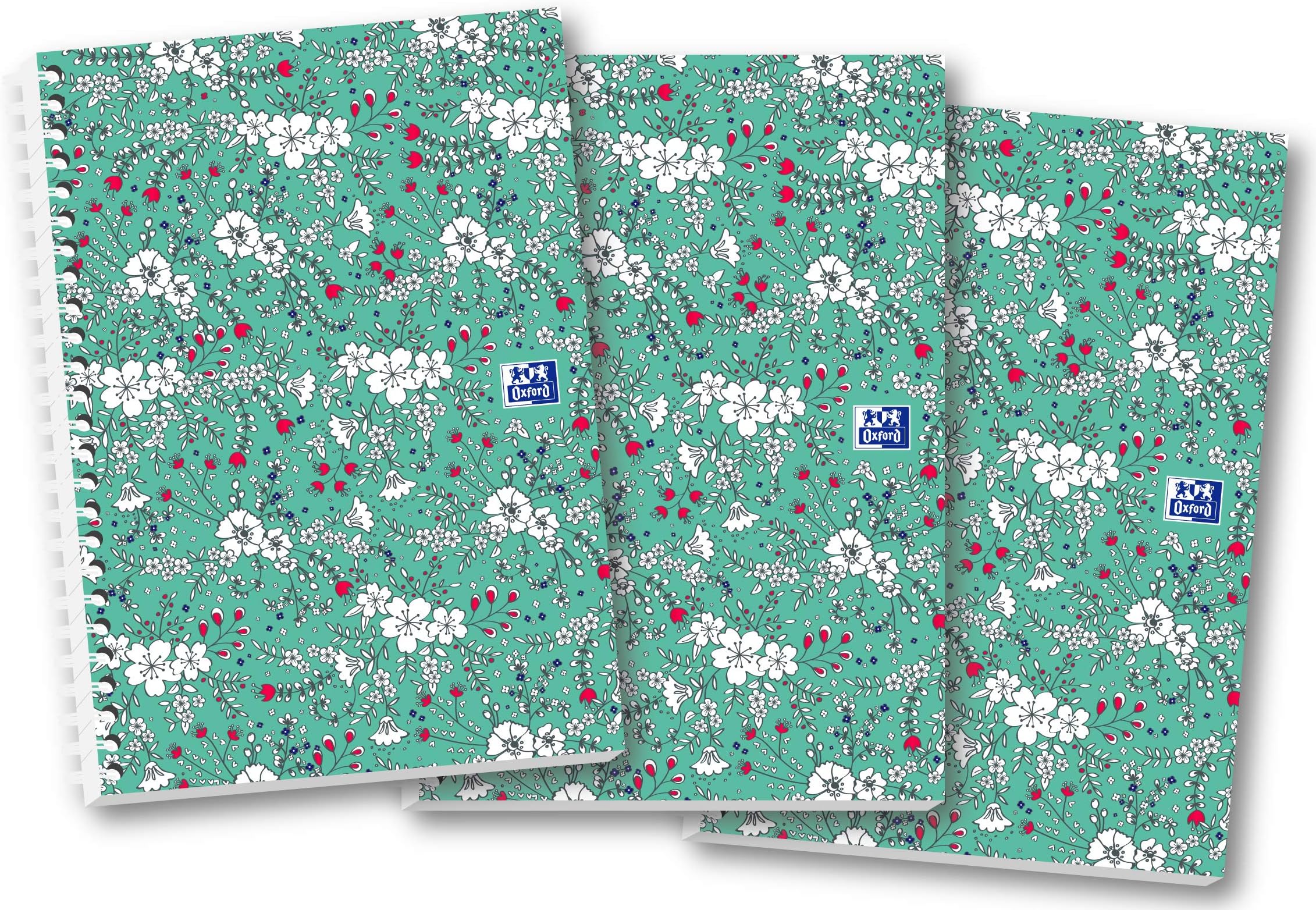 OxfordMy Notes Floral A5 Hard Cover Wirebound Notebook, Ruled, 140 Pages, Scribzee Enabled, Pack of 3