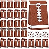durony 24 Pack Football Gift Bags Paper Treat Bags Football Print Goodie Bags with Stickers for Sports Theme Party Decorations, Game Celebration Supplies