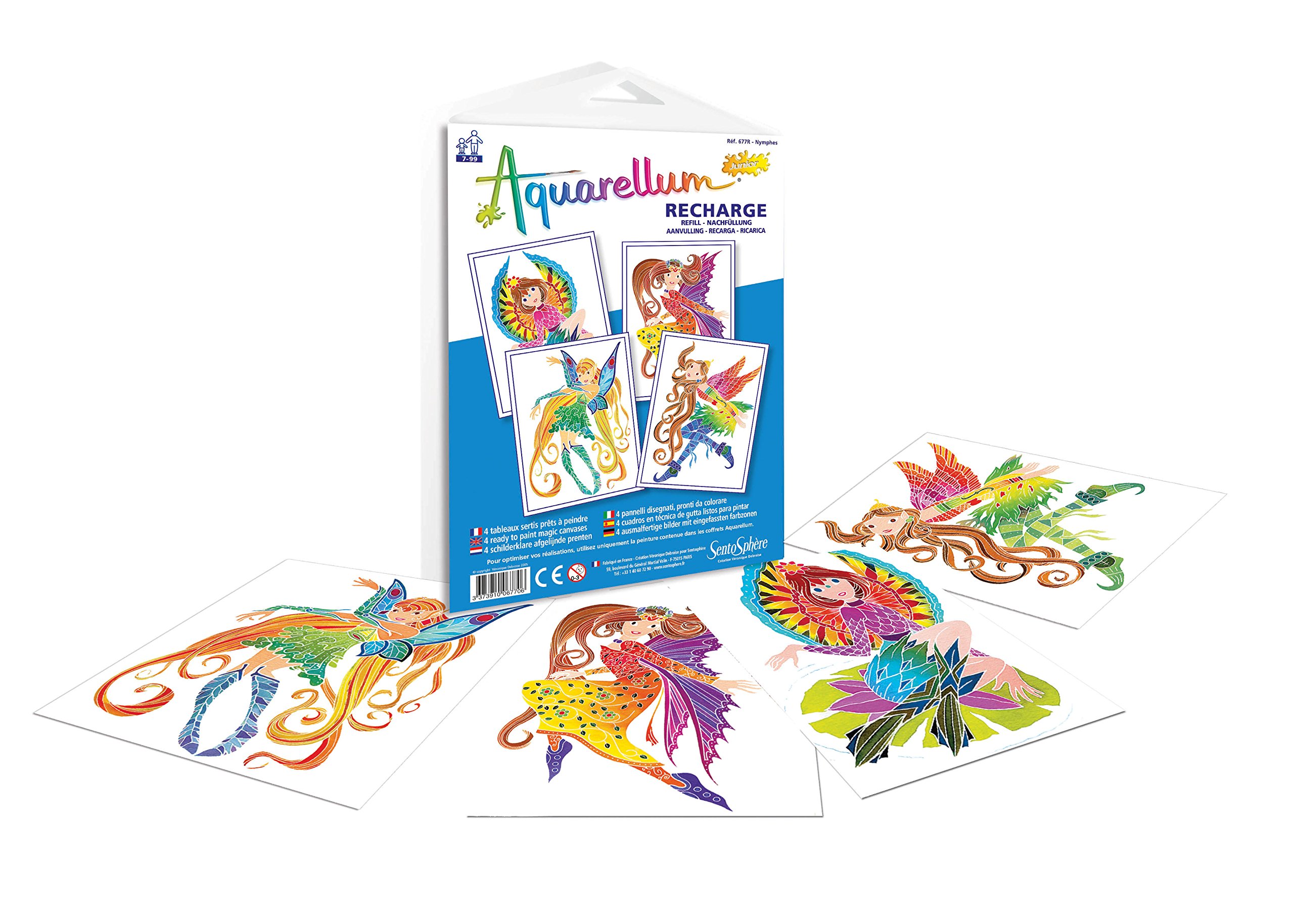 Sentosphère - Aquarellum Junior Refill – Sentosphere – 677R – NYMPHES – Aquarellum Card Refill – Painting Kit – Magical Watercolour Paint – For Ages 6 Years and Above – Made in France