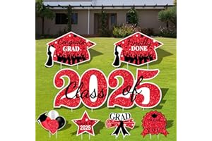 SAKAYO 2025 Graduation Yard Sign Stakes Decorations - Congrats Grad Class of 2025 Outdoor Lawn Decor - High School College Grad Graduation Party Decoration Supplies(Red)
