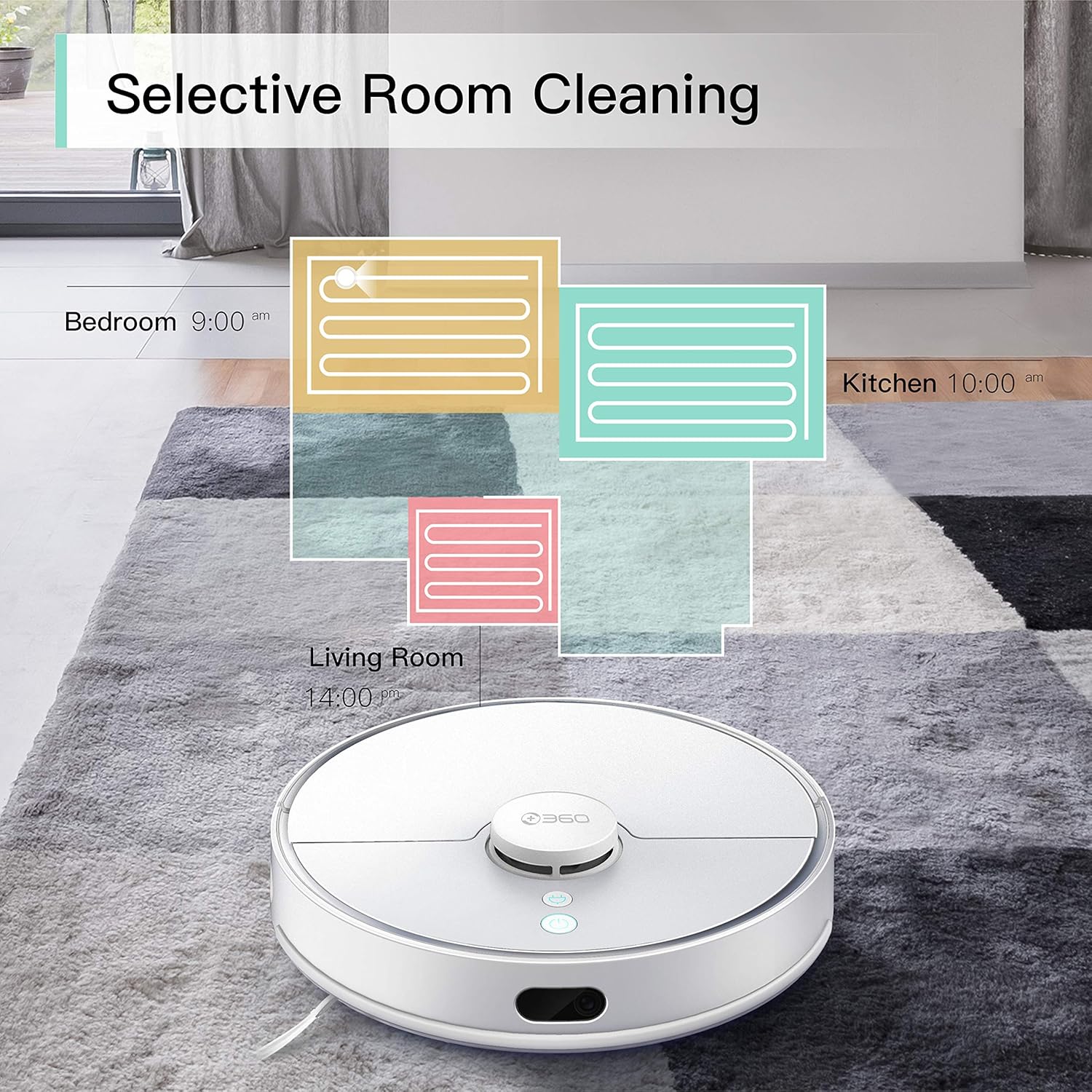 360 S5 Robot Vacuum Cleaner with Laser Mapping Technology, 2200Pa, Selective Room Cleaning, Schedule, Multi-Floor Mapping, No-Go Zones, Self Charge and Resume, Automatic Carpet Boost, Works with Alexa -