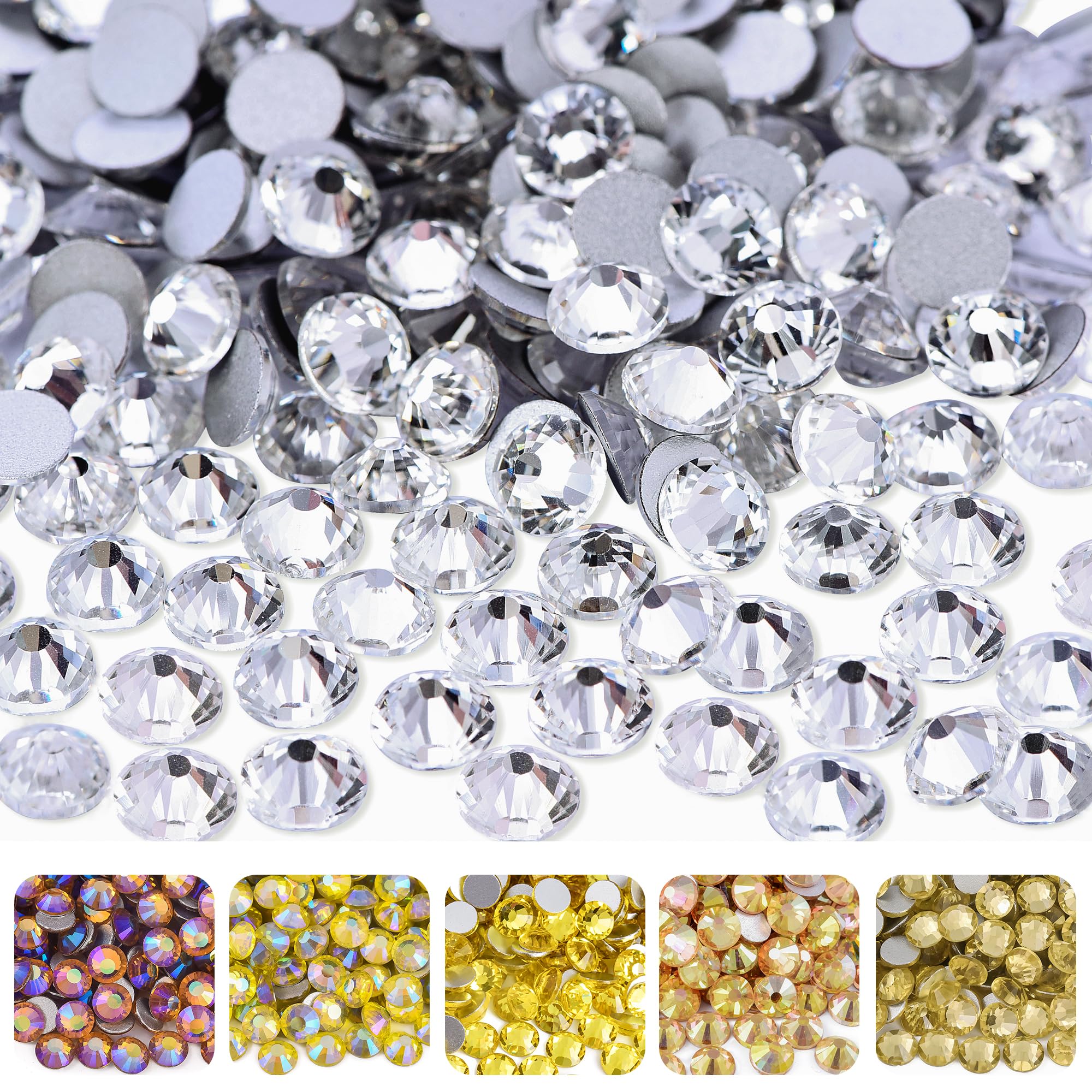 BLINGINBOX Flatback Rhinestones Glass Gems for DIY Crafts Nail Clothes Shoes Bags 3.8-4.0mm/1440pcs SS16 Crystal