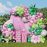 Enanal Hole in One Balloon Garland Arch Kit - 153pcs Pink Green With Star Golf Clubs and Foil Balloons for First Birthday Decoration, Girls Party, Baby Shower Supplies