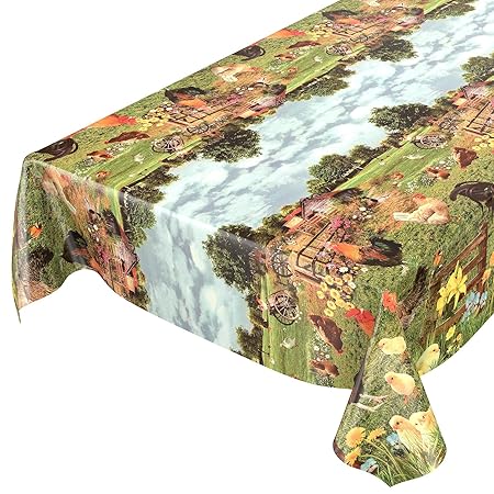 ANRO Wachstuchtischdecke Wachstuch Wachstischdecke Tischdecke Land Dorf Hof Bauernhof 100 x 140cm
