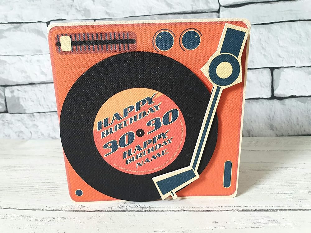 Personalised Record Player Birthday Card, Name, Any Age 60th 70th 50th 40th 30th Amazon.co.uk