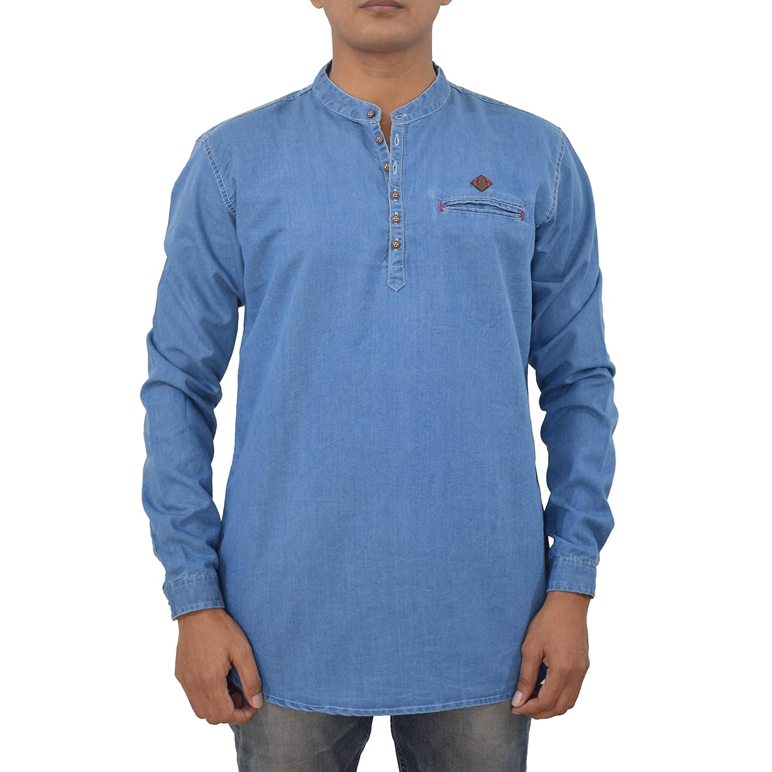 elitefactor men's denim full sleeve stylish short kurta
