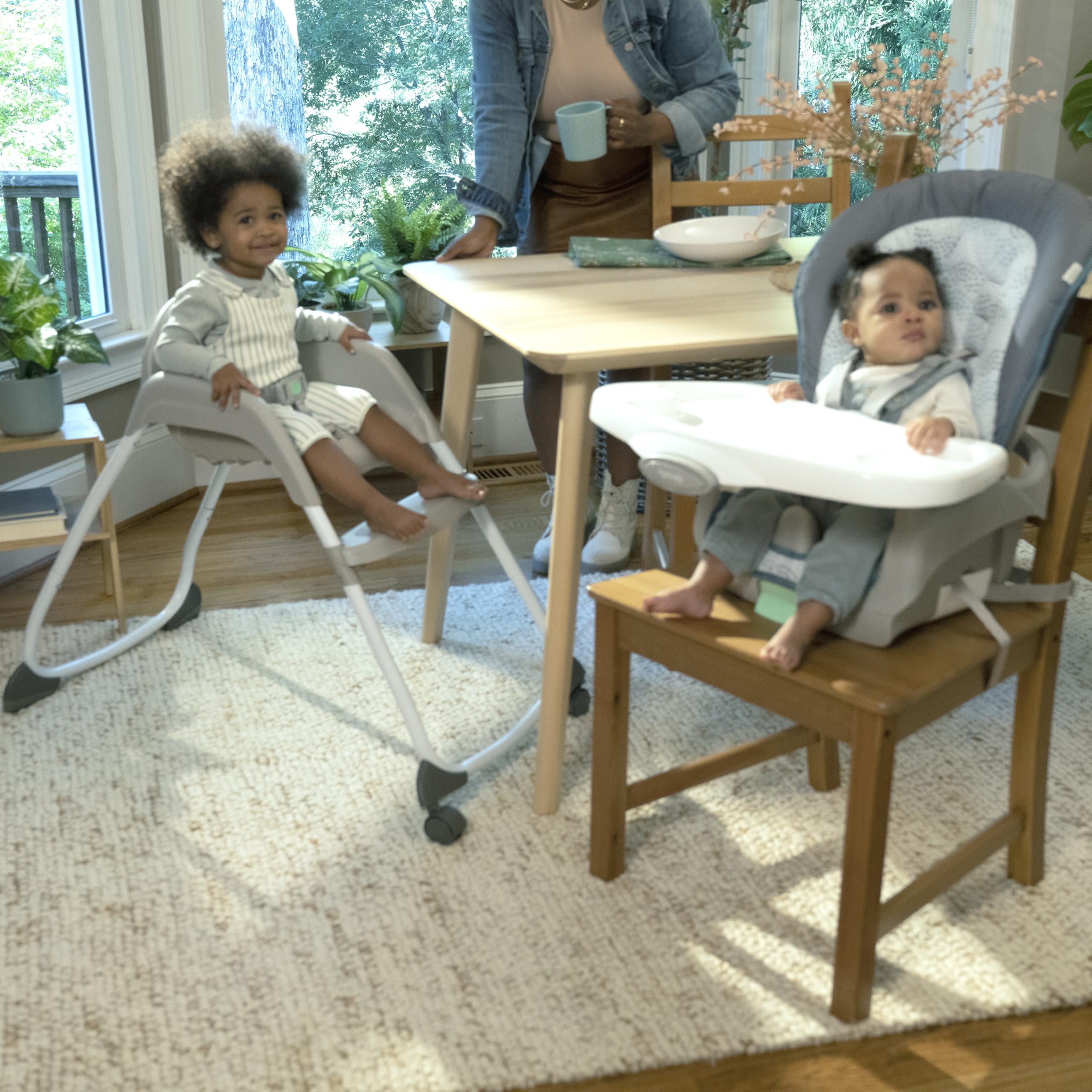 Ingenuity Full Course 6-in-1 High Chair - Baby to 5 Years Old, 6 Convertible Modes, 2 Dishwasher Safe Trays - Astro, 13108