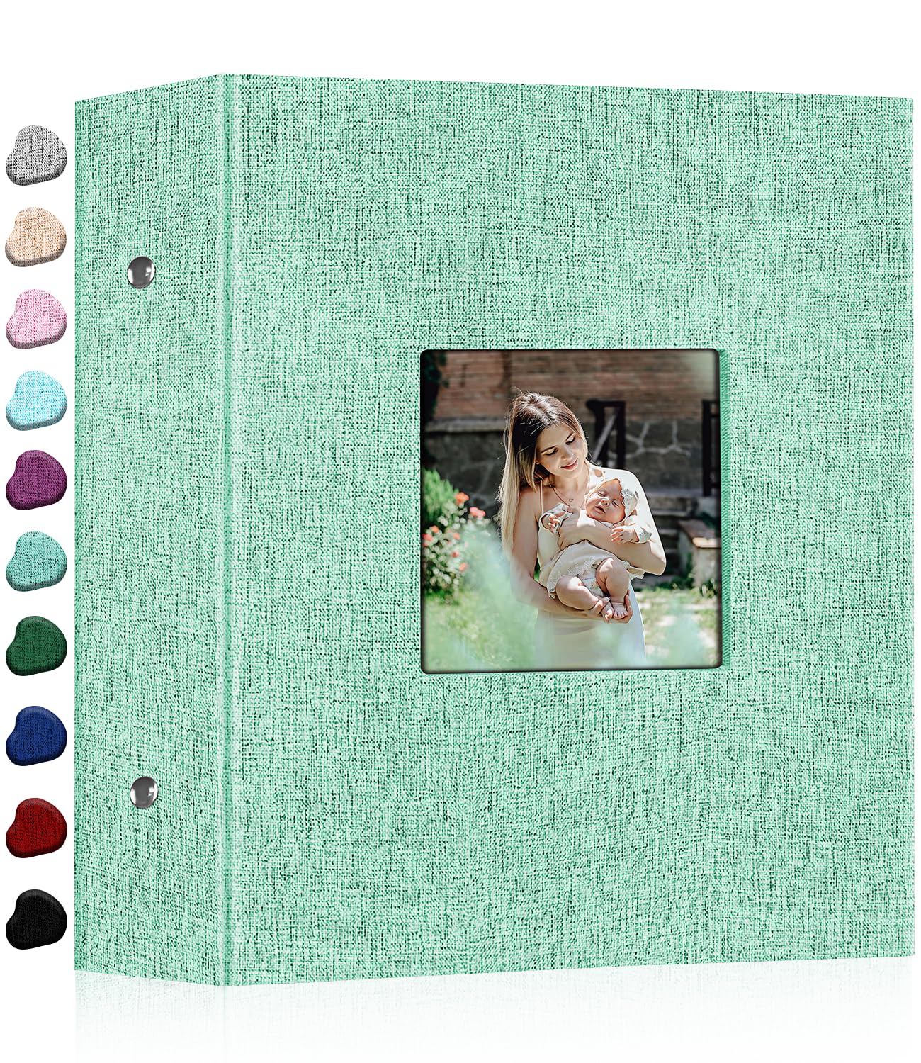 Ejblfe Photo Album 4x6,Linen Cover Slide-in Photo Album Book Can Holds 1000 4x6 Photos with 100 Black Sheets for Family,Wedding,Baby and Holiday Pictures (Turquoise) Image