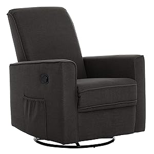 Evolur Raleigh Basic Glider, Recliner and Rocker in Charcoal