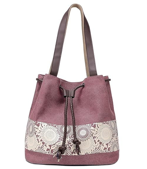 Hiigoo Printing Canvas Shoulder Bag Retro Casual Handbags Messenger Bags (Red)