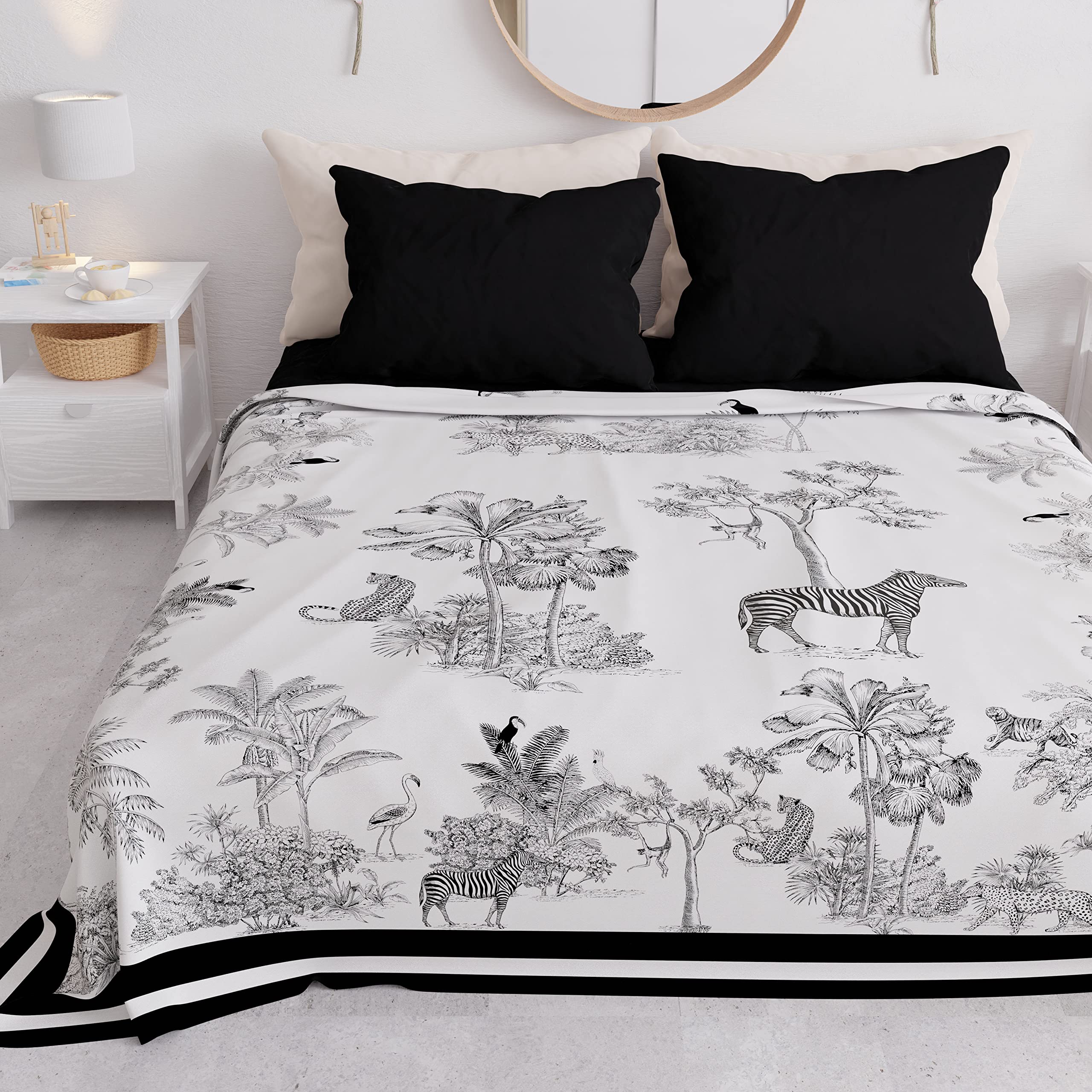 PETTI Artigiani Italiani - Single Bedspread Spring Summer Lightweight Single Bed Cover, Bed Sheet Bedspread, Animal 02 100% Made in Italy