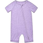 lulukaka Bamboo Viscose Baby Romper 2 Way Zipper Short Sleeve Bodysuit Soft Color Baby Toddler One-Piece Summer Outfits