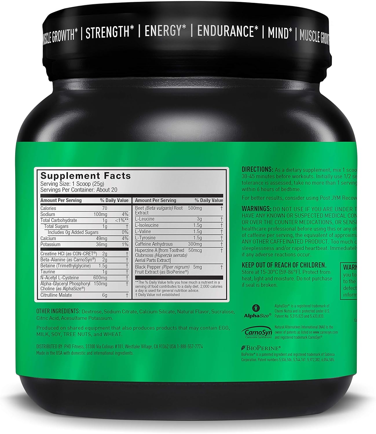 Pre JYM Pre Workout Powder - BCAAs, Creatine HCI, Citrulline Malate, Beta-Alanine, Betaine, and More | JYM Supplement Science | Pink Lemonade Flavor, 20 Servings: Health & Personal Care