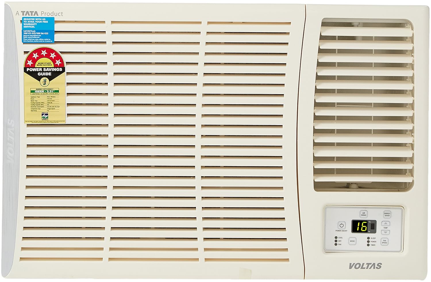 Voltas 1 Ton 5 Star Window Ac Copper 125 Dy 125 Dza White