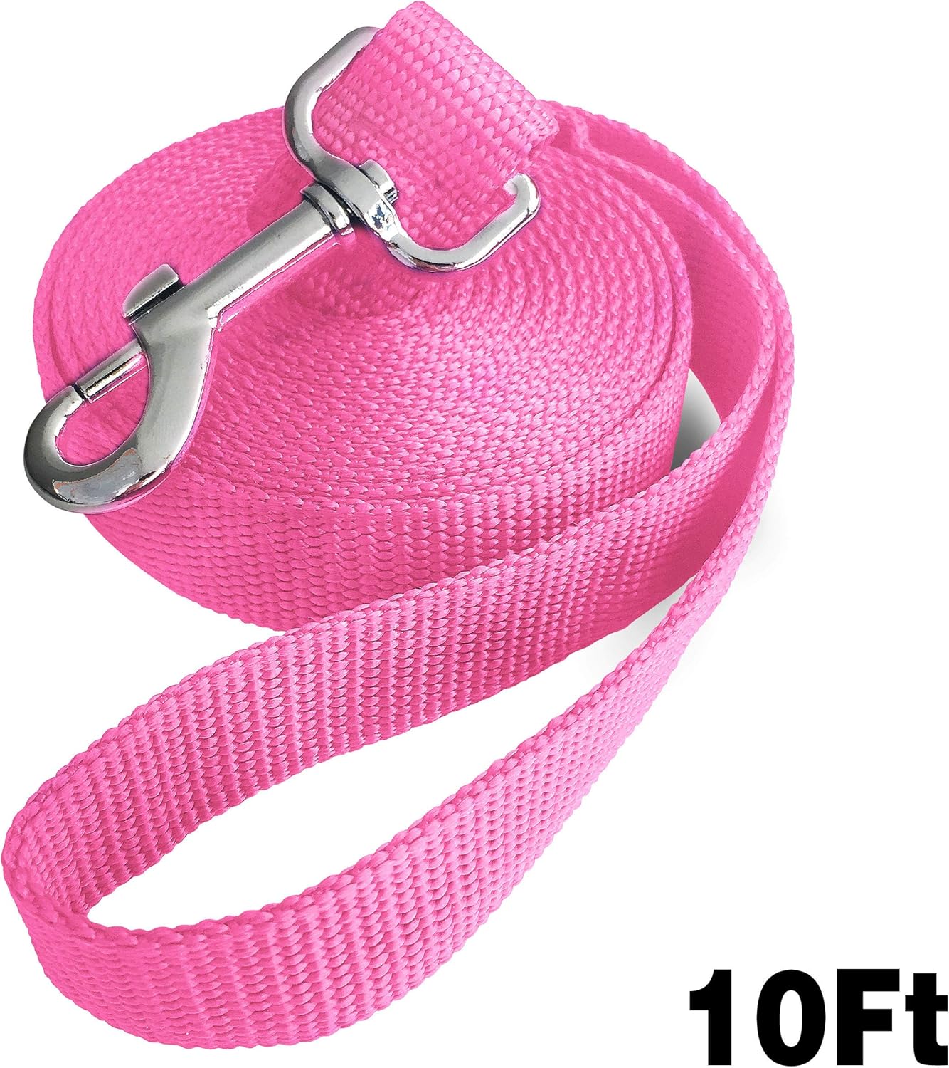 Jackpet 6ft 10ft 30ft Pink Long Leather 360 Swivel Training Dog Leash, for Large