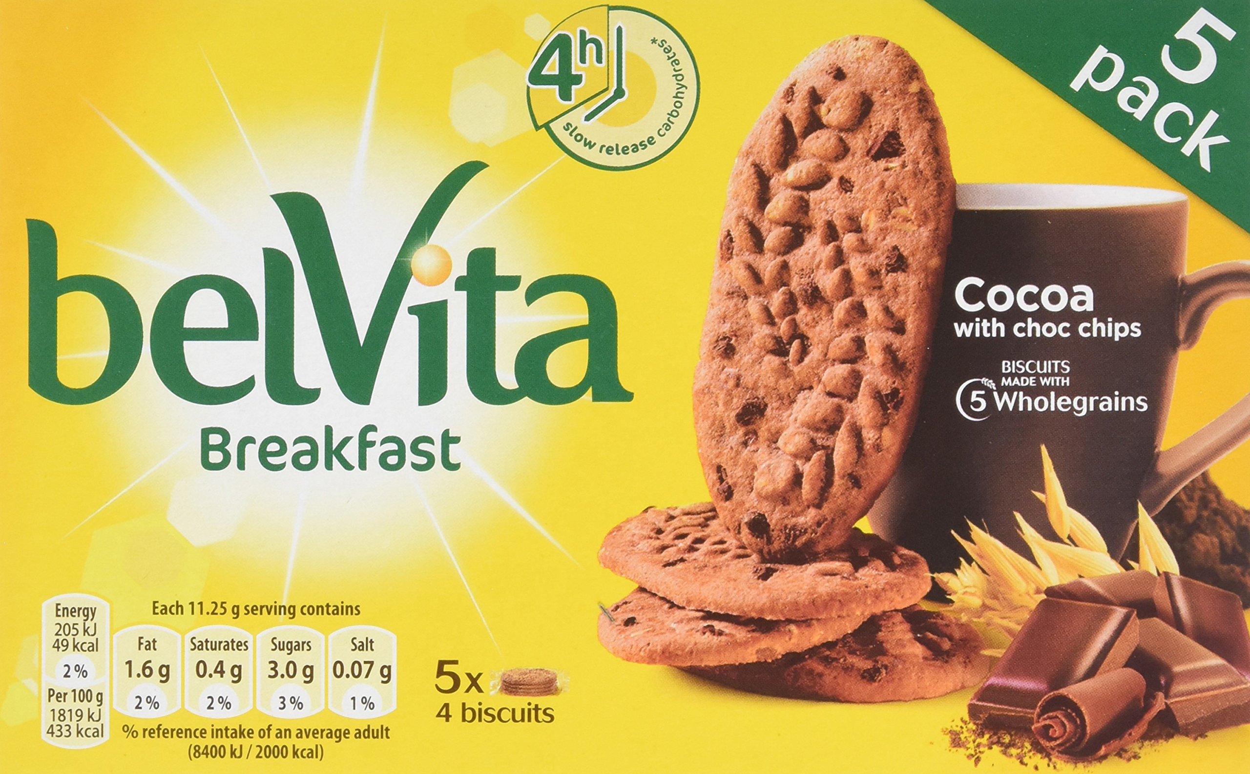Belvita Cocoa Choc Chip Biscuits, 225 g, Pack of 10 Buy Online in UAE