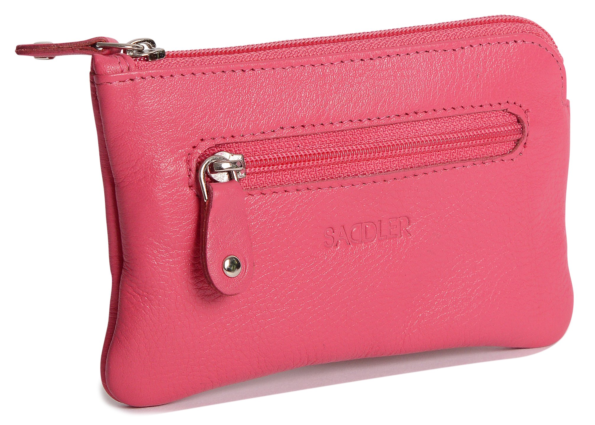 Real Leather Zip Top Coin & Card Purse – RFID-Blocking Wallet for Women with Double Key Rings & Front Pocket | SADDLER