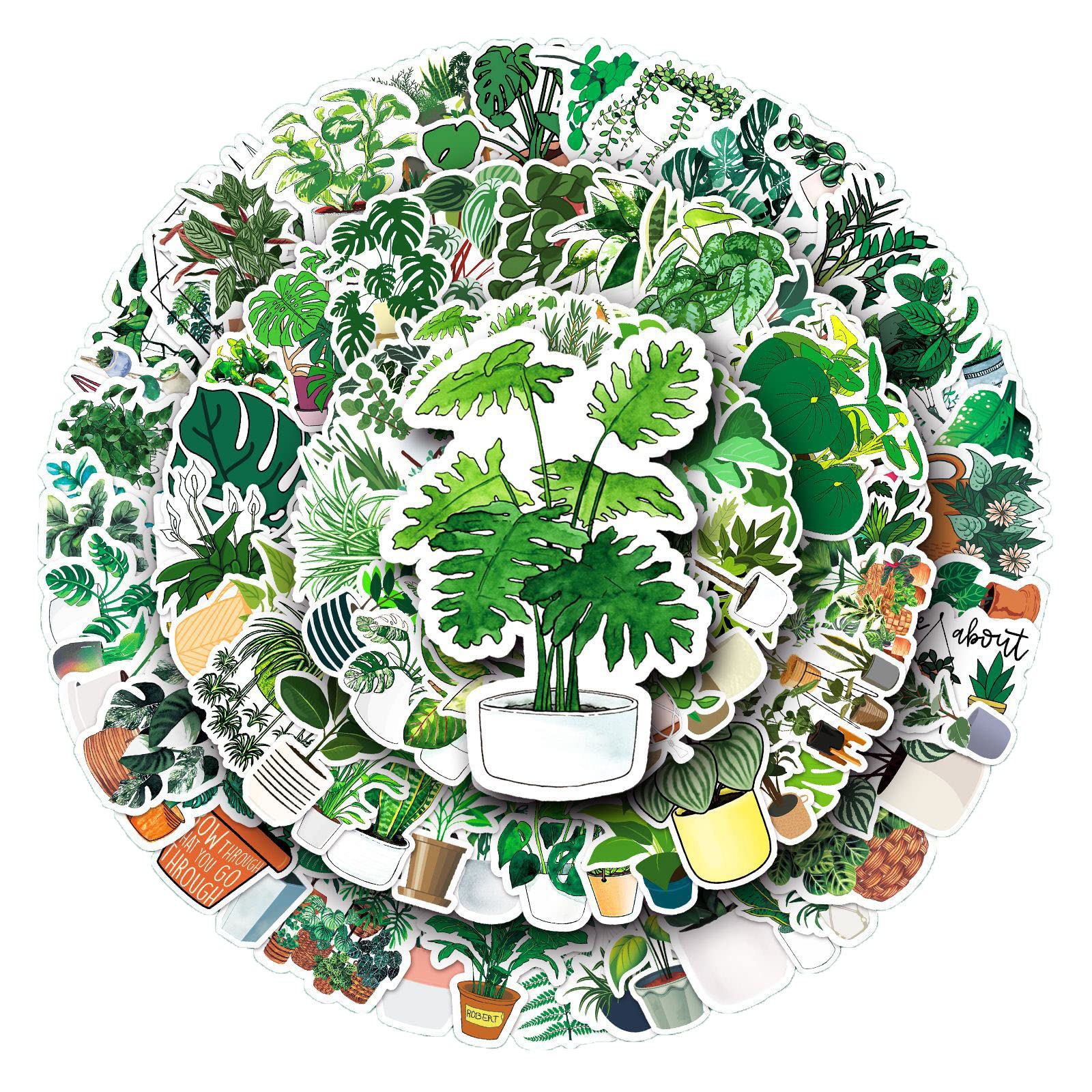 100 Pcs Green Plants Stickers for Kids Teens Adults Boys Girls Gift,Stickers Pack for Laptop,Skateboard,Luggage,Car,Bike, Cup,Computer,Water Bottle Decor,Nature Plant Vinyl Waterproof Sticker Decals