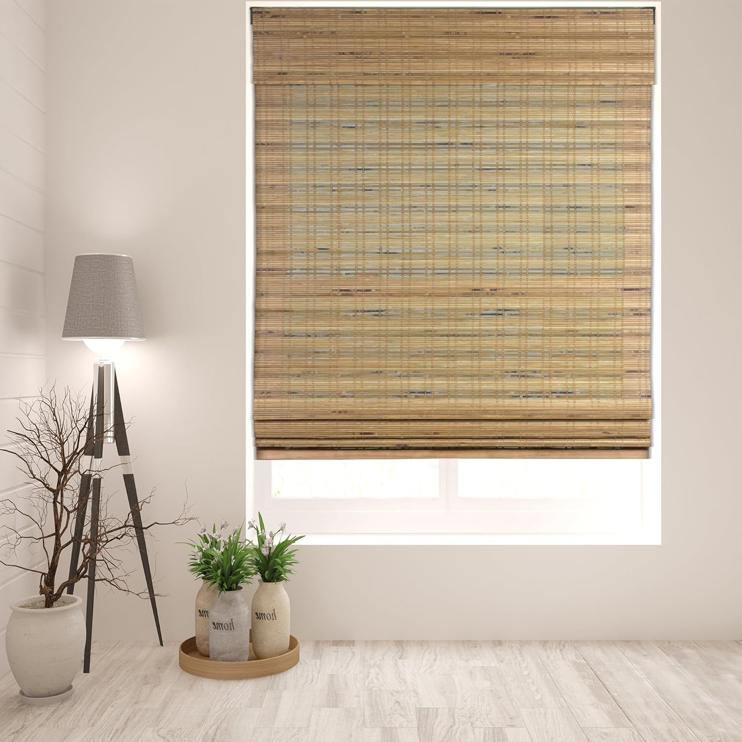Window Treatments - ARLO BLINDS Bamboo Roman Shades, Tuscan, 34.5