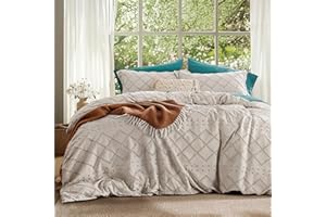 Bedsure Boho Duvet Cover King Size - Boho Bedding, Tufted King Duvet Cover for All Seasons, 3 Pieces Embroidery Distressed Vi
