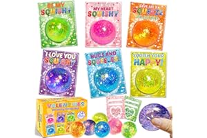 U-Zomir 24 Packs Kids Valentines Day Cards with Stress Ball, Stress Relief Valentines Squishies Toy Valentines Day Gifts for Kids, Valentines Day Cards for Kids School Classroom Exchange Party Favors