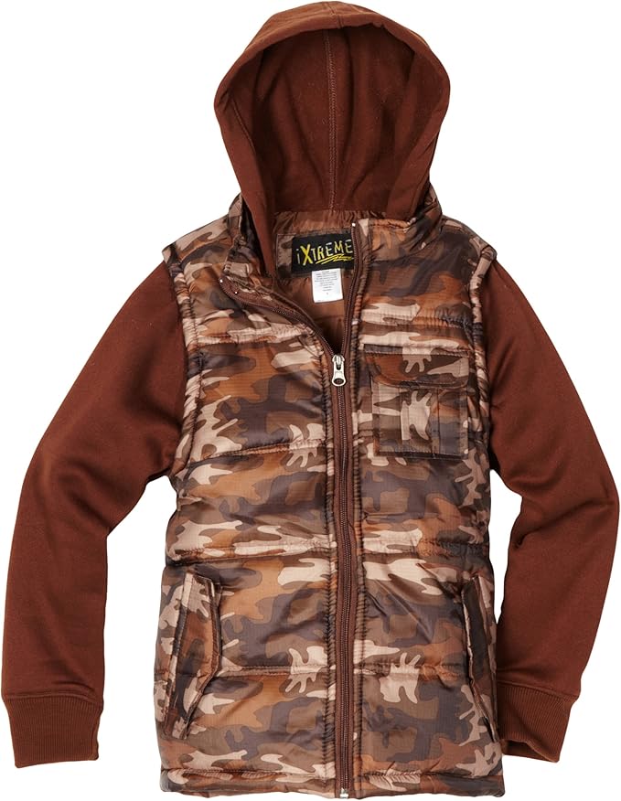 IXtreme Big Boys' Camo Puffer Vest Down Outerwear Vests