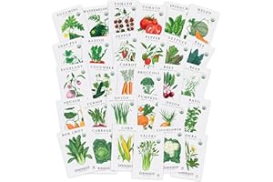 Sereniseed Certified Organic Vegetable Seeds (30-Pack) – Non GMO, Open Pollinated - Basil, Snap Pea, Broccoli, Bean, Jalapeno, Tomato, Lettuce, Cucumber, Carrot, Zucchini Seeds for Planting
